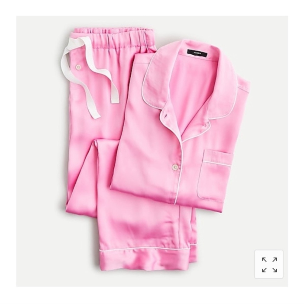 J. Crew Satiny Drapey Long Sleeve Pajama Set Pink Small